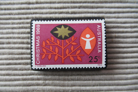 オーストラリア　クリスマス切手ブローチ9072 1枚目の画像