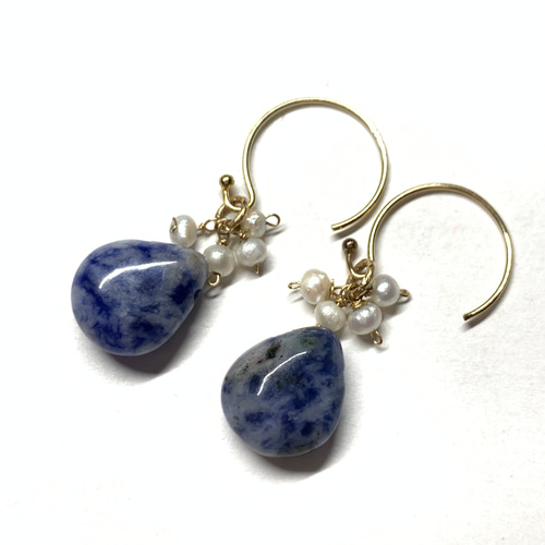 ブルースポットジャスパー＊ペアシェイプカット＊4個 天然石 JEWELBOX