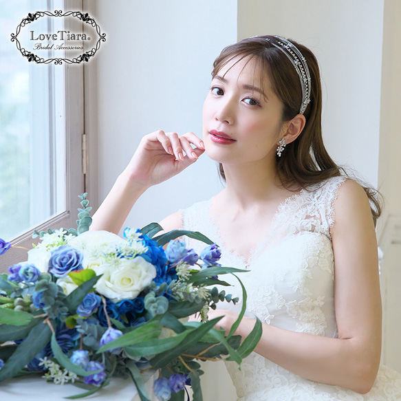 7連ステーションジルコニアカチューシャ (KA-36)|ウエディング 結婚式 花嫁 星 フラワー 髪飾 ヘッドドレス 8枚目の画像