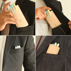 胸ポケット ペンケース 3本タイプ LF-098 ヌメ革 牛革 レザー 白衣やYシャツのポケットに入るペンケース 7枚目の画像