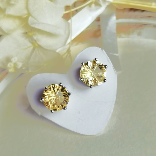 金*運呼び込む☆天然シトリン【ミレニアムカット】ピアス つけっぱなし 