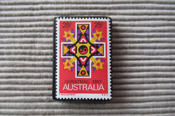 オーストラリア　クリスマス切手ブローチ9078 1枚目の画像