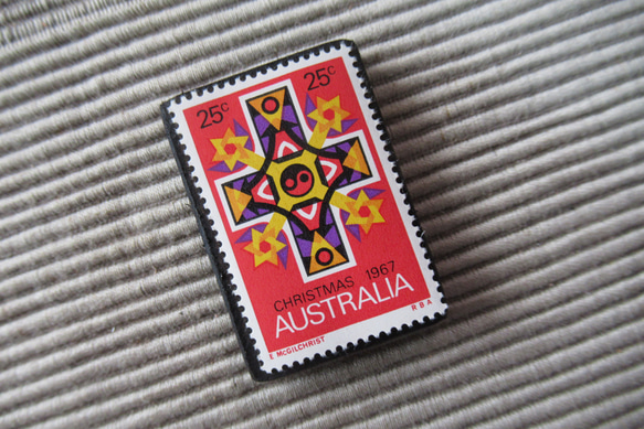 オーストラリア　クリスマス切手ブローチ9078 2枚目の画像