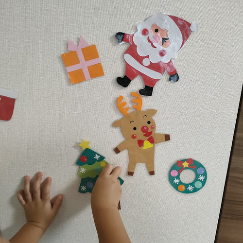 ラミネート可 クリスマス 壁面飾り ～トナカイさんとサンタさんいつも 