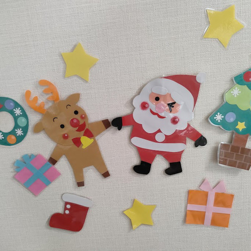 ラミネート可 クリスマス 壁面飾り ～トナカイさんとサンタさんいつも 