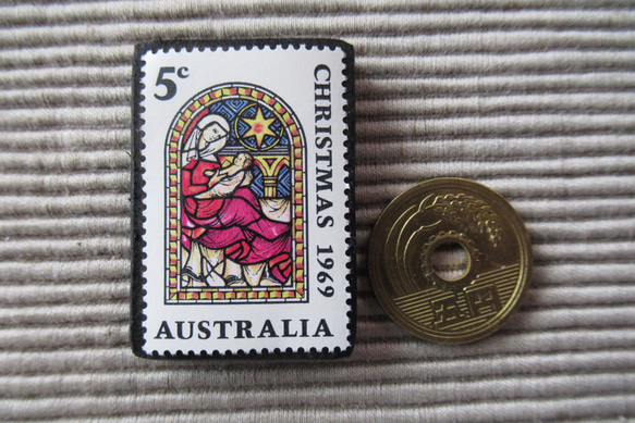 オーストラリア　クリスマス切手ブローチ9080 3枚目の画像