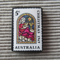 オーストラリア　クリスマス切手ブローチ9080 1枚目の画像