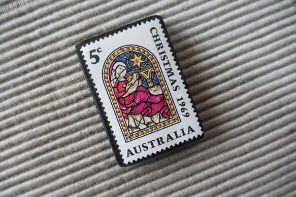 オーストラリア　クリスマス切手ブローチ9080 2枚目の画像