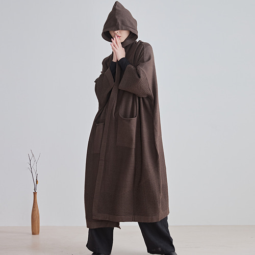 気軽に羽織れてこなれ感を演出☆ガウンカーディガン ブラウン コート  