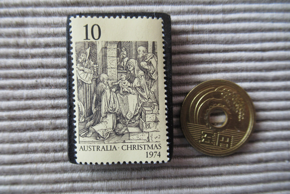 オーストラリア　クリスマス切手ブローチ9083 3枚目の画像