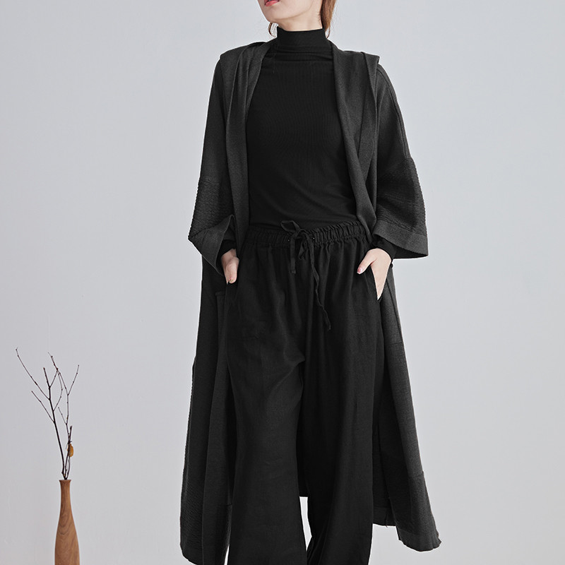 気軽に羽織れてこなれ感を演出☆ガウンカーディガン　ブラック 10,395円