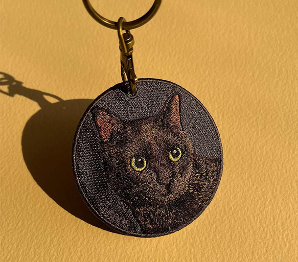 キーホルダー 猫 刺繍 ネコ チャーム ペット 黒猫 くろねこ かわいい 雑貨 or-025 5枚目の画像