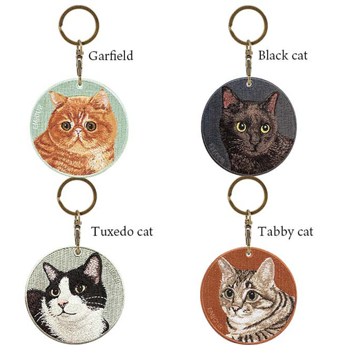 キーホルダー 猫 刺繍 ネコ チャーム ペット 黒猫 くろねこ キーホルダー 猫 刺繍 ネコ チャーム ペット 黒猫 くろねこ