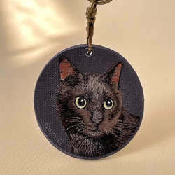 キーホルダー 猫 刺繍 ネコ チャーム ペット 黒猫 くろねこ かわいい 雑貨 or-025 1枚目の画像