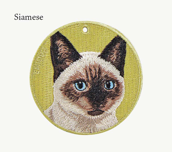 キーホルダー 猫 刺繍 ネコ シャム猫  シャム チャーム ペット プレゼント ギフト or-019 7枚目の画像