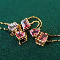 「幾何」K18YG 天然ピンクスピネル　ダイヤモンド　健康　調和　8月誕生石　結婚22周年贈られる宝石 ブレスレット 5枚目の画像