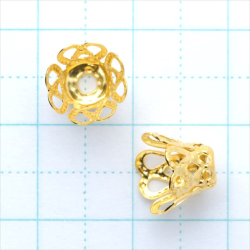 10個】座金☆8.5mm/ゴールド☆花座 ビーズキャップ 金古美 アクセサリ 