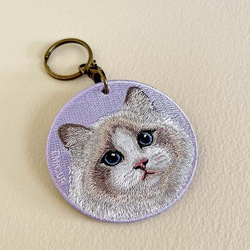 キーホルダー 猫 刺繍 ネコ チャーム ペット ラグドール プレゼント ギフト ストラップ or-021 6枚目の画像