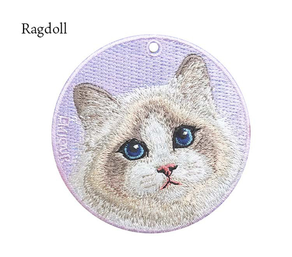 キーホルダー 猫 刺繍 ネコ チャーム ペット ラグドール プレゼント ギフト ストラップ or-021 8枚目の画像