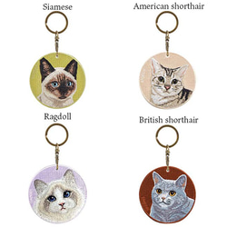 キーホルダー 猫 刺繍 ネコ チャーム ペット ラグドール プレゼント ギフト ストラップ or-021 9枚目の画像
