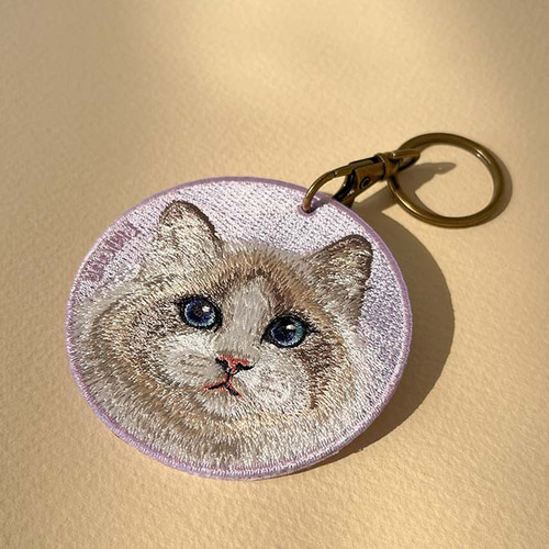 キーホルダー 猫 刺繍 ネコ チャーム ペット ラグドール キーホルダー 猫 刺繍 ネコ チャーム ペット ラグドール