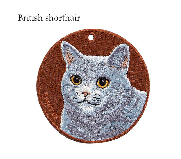 キーホルダー 猫 刺繍 ブリティッシュショートヘア チャーム ペット プレゼント ギフト or-022 7枚目の画像