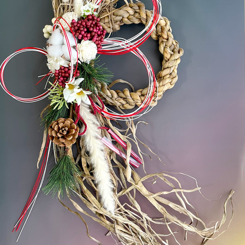 新作＊ホテイアオイ＊ウォーターヒヤシンスしめ飾り＊ドライフラワーと