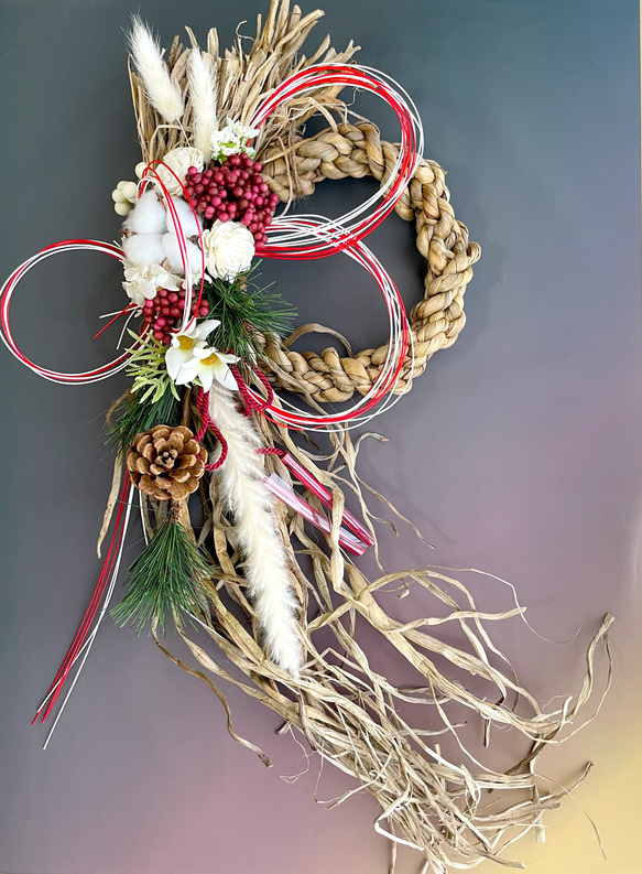 新作＊ホテイアオイ＊ウォーターヒヤシンスしめ飾り＊ドライフラワーと