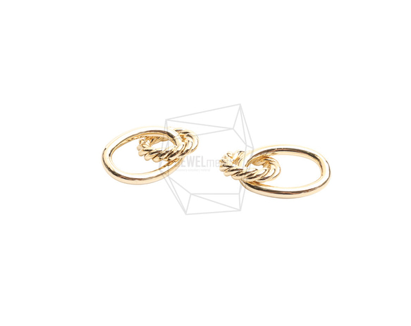 PDT-2724-G【2個入り】ダブルラウンドペンダント/Double Round Earring Charm 3枚目の画像