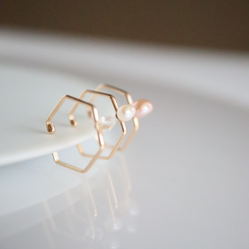 特集掲載】14kgf【air】六角形 ハーキマーダイヤモンド パール