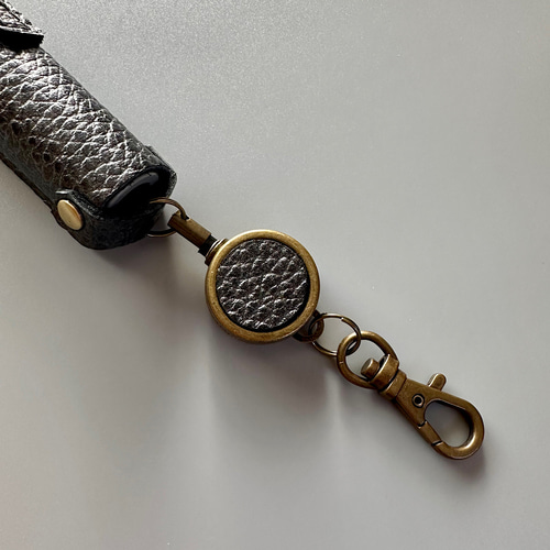 大人カッコいい 本革:ガンメタ調 『シャチハタ ネーム9』専用 印鑑