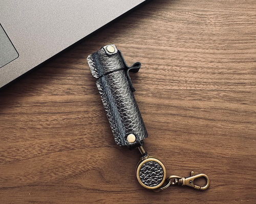 大人カッコいい 本革:ガンメタ調 『シャチハタ ネーム9』専用 印鑑