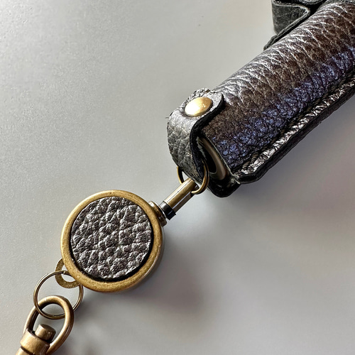 大人カッコいい 本革:ガンメタ調 『シャチハタ ネーム9』専用 印鑑