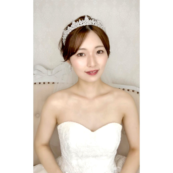 TR12 [幅広 ティアラ ] キュービックジルコニア 結婚式   前撮り 花嫁アクセサリー 挙式 5枚目の画像