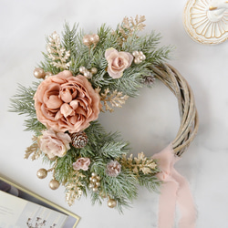 送料無料】クリスマスリース シャビーシック アーティフィシャル 造花