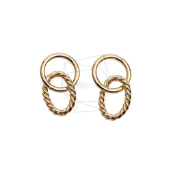 PDT-2729-G【2個入り】ダブルラウンドペンダント/Double Round Earring Charm 1枚目の画像