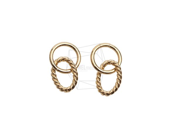 PDT-2729-G【2個入り】ダブルラウンドペンダント/Double Round Earring Charm 1枚目の画像