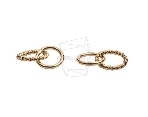 PDT-2729-G【2個入り】ダブルラウンドペンダント/Double Round Earring Charm 3枚目の画像