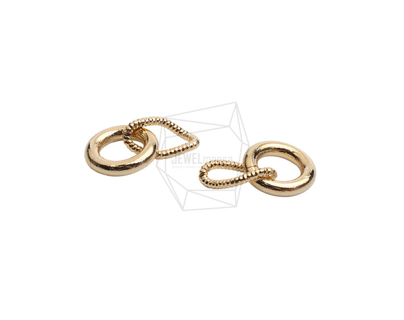 PDT-2733-G【2個入り】ダブルラウンドペンダント/Double Round Earring Charm 3枚目の画像