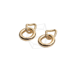 PDT-2733-G【2個入り】ダブルラウンドペンダント/Double Round Earring Charm 2枚目の画像