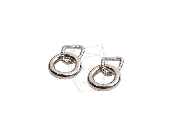 PDT-2733-R【2個入り】ダブルラウンドペンダント/Double Round Earring Charm 2枚目の画像