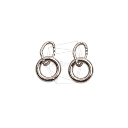 PDT-2733-R【2個入り】ダブルラウンドペンダント/Double Round Earring Charm 1枚目の画像