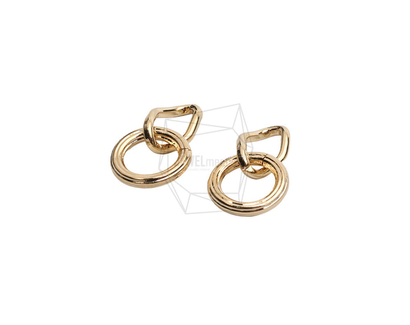 PDT-2735-G【2個入り】ダブルラウンドペンダント/Double Round Earring Charm 2枚目の画像