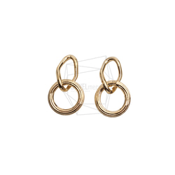 PDT-2735-G【2個入り】ダブルラウンドペンダント/Double Round Earring Charm 1枚目の画像