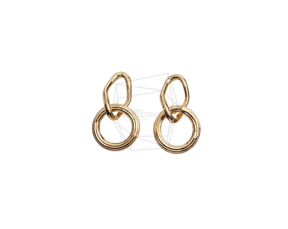 PDT-2735-G【2個入り】ダブルラウンドペンダント/Double Round Earring Charm 1枚目の画像