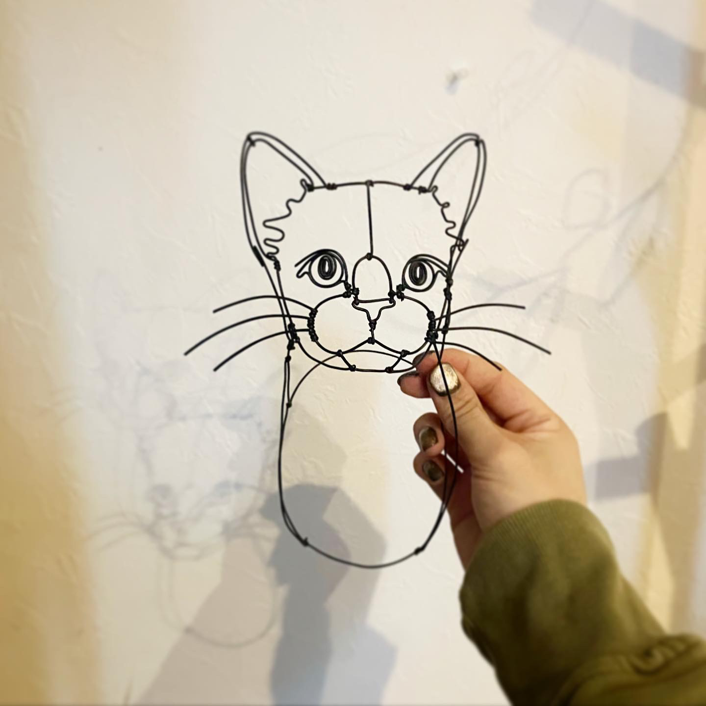 ワイヤーアートたれ目ねこ