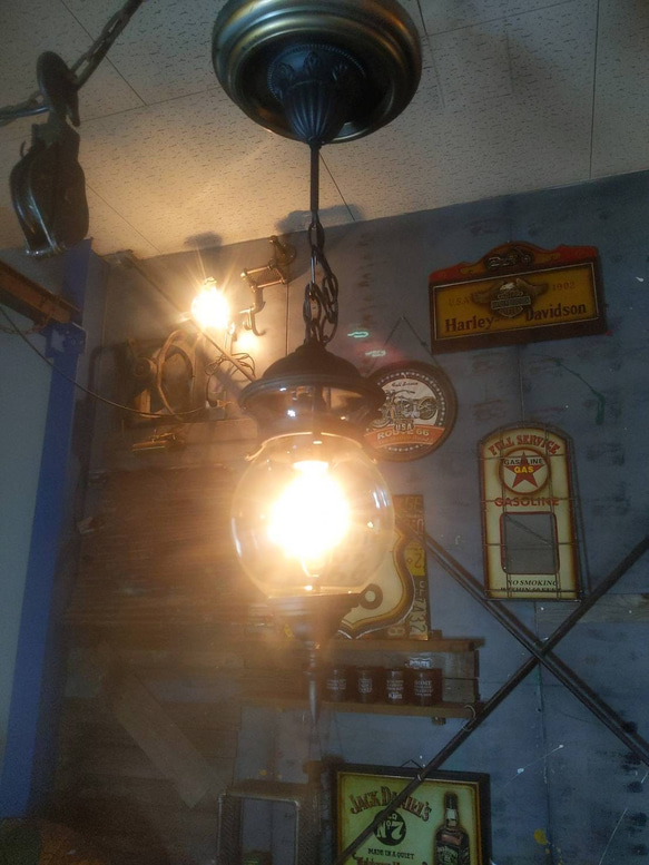 ガラスシェイド ペンダントランプ  1灯式 シーリングライト（ballon-②） #アンティーク照明  #天井照明 1枚目の画像