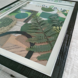 【A4フレーム】額縁 コラージュアート『ホリデー』 額 木製 1点物 ハンドメイド インテリアアート 4枚目の画像