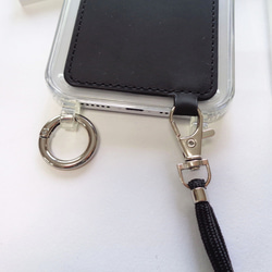 『訳ありな逸品』カードポケット&ショルダーストラップ付き ブラック iphoneクリアケース 4枚目の画像