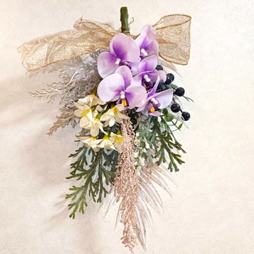 2025お正月飾り⭐︎松飾りとモダンアレンジ取り外し2wayスワッグ